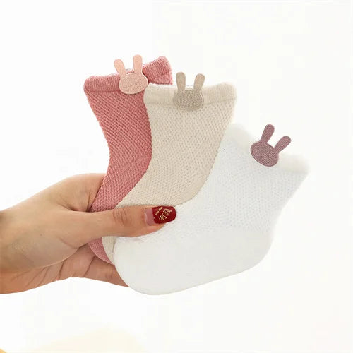 3Pairs Cotton Solid Casual Toddler Socks