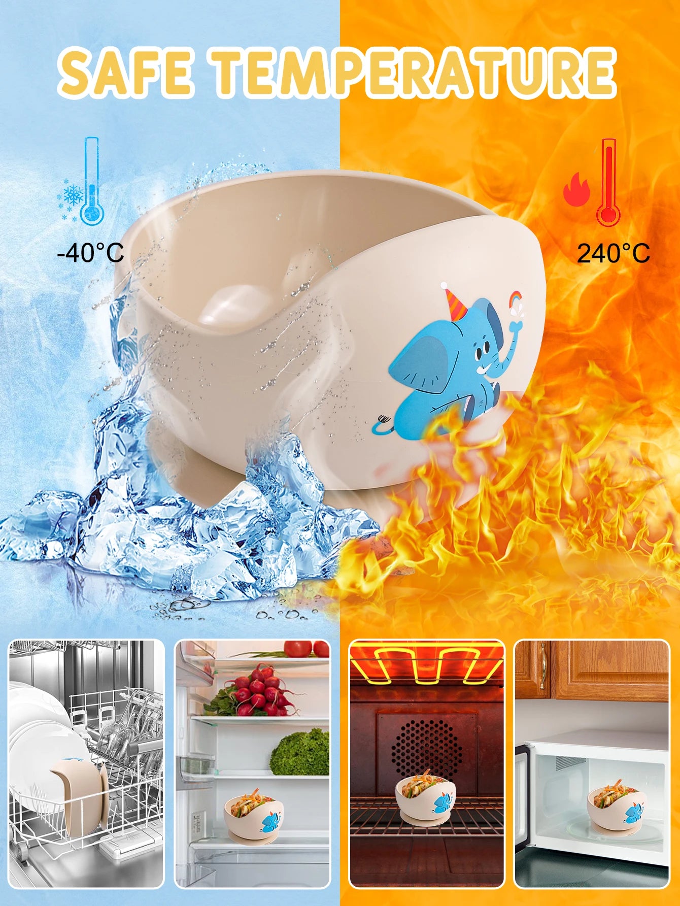 Meal Bowl Bib Fork Spoon Set