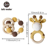 Rattle Crochet Elephant Teething Bracelet Gift Set