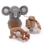 Rattle Crochet Elephant Teething Bracelet Gift Set