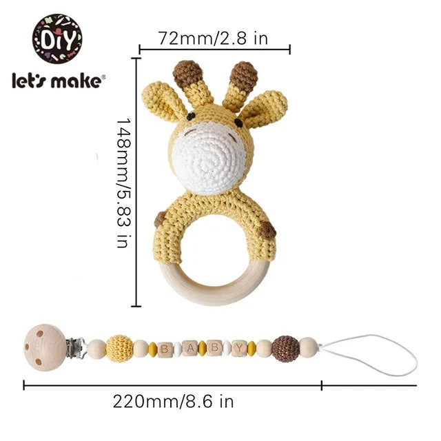 Rattle Crochet Elephant Teething Bracelet Gift Set