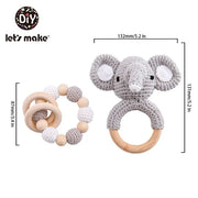 Rattle Crochet Elephant Teething Bracelet Gift Set