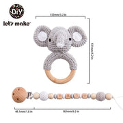 Rattle Crochet Elephant Teething Bracelet Gift Set