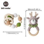Rattle Crochet Elephant Teething Bracelet Gift Set