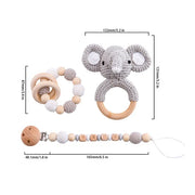 Rattle Crochet Elephant Teething Bracelet Gift Set