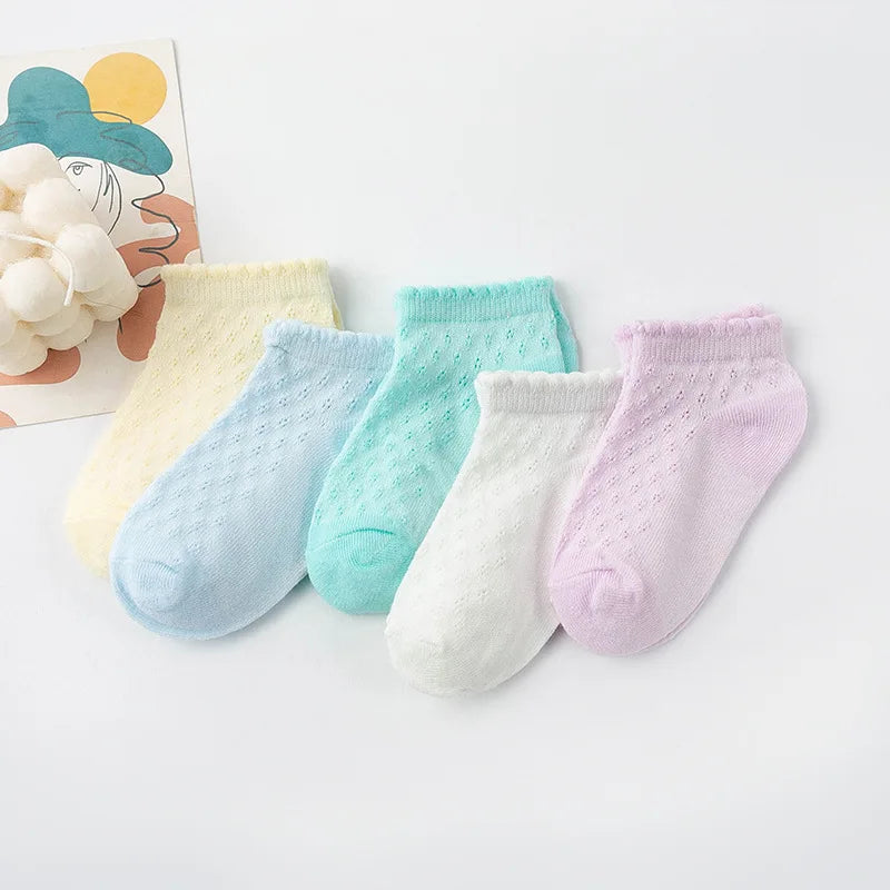 5 Pairs Tube Mesh Lace  Socks
