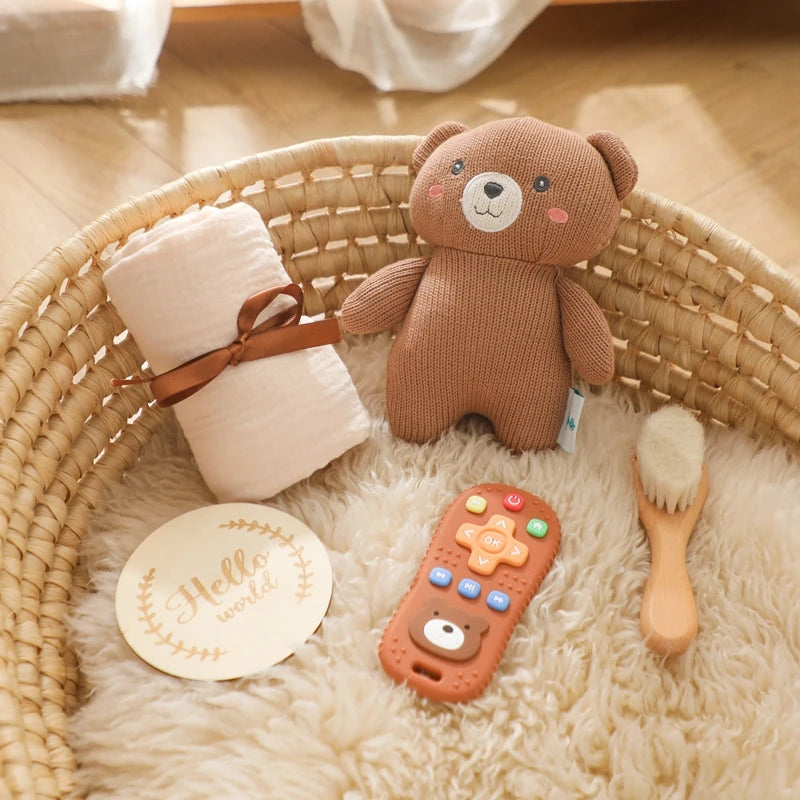 Milestone Card Crochet Rattle Teether Set