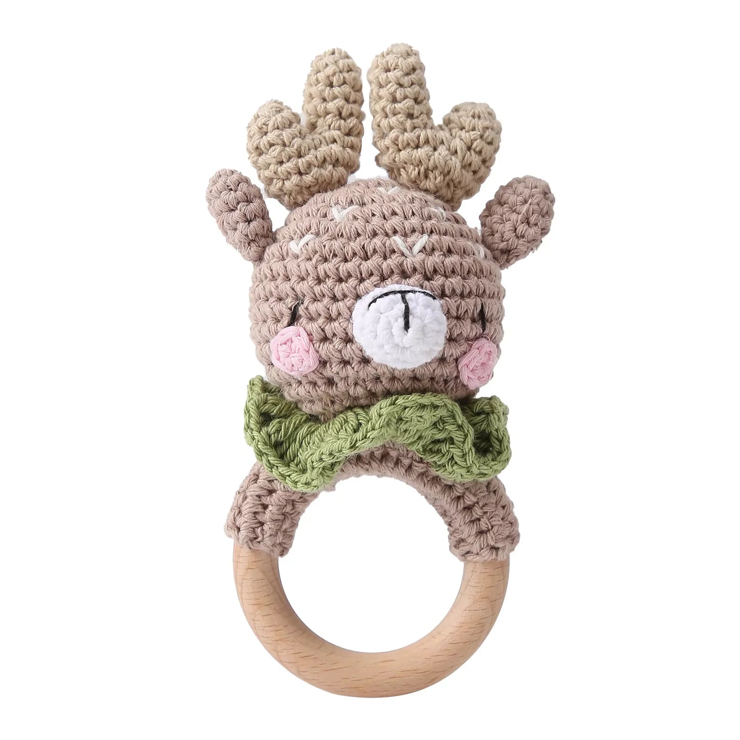 Crochet Rattle Wooden Teether Toy