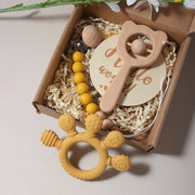 Baby Bibs Gift Set With Teething Pacifier Chain