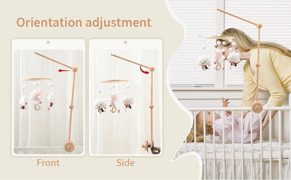 Wood Bed Bell Musical Rattles Toys