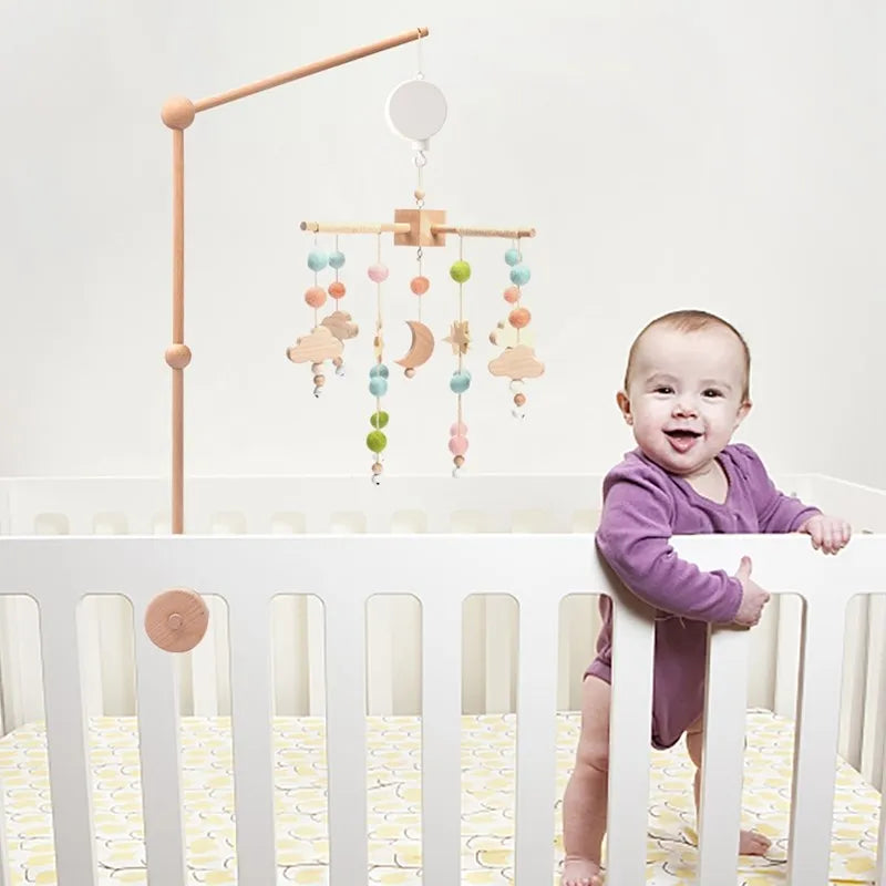 Baby Rattle Wooden Mobile Musical Bed Bell