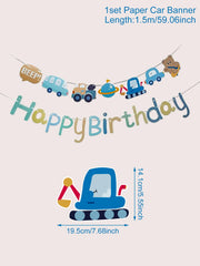 Blue Car Happy Birthday Banner
