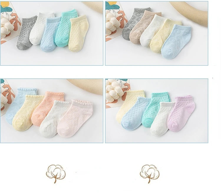 5 Pairs Tube Mesh Lace  Socks