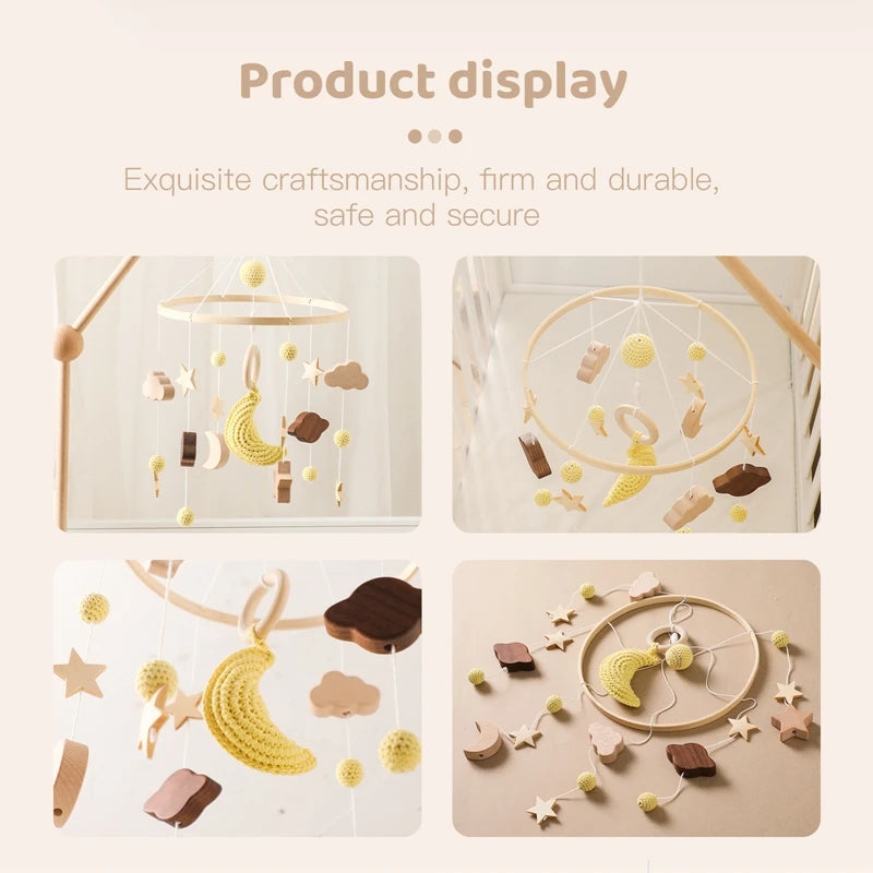 Baby Rattle Wooden Mobile Musical Bed Bell
