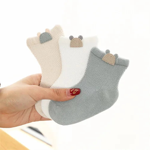 3Pairs Cotton Solid Casual Toddler Socks