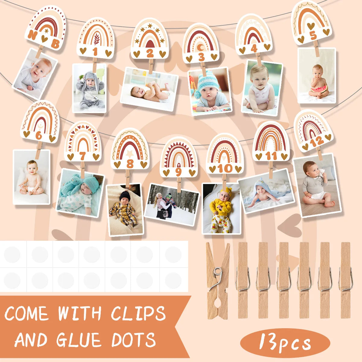 Boho Rainbow Monthly Photo Banner