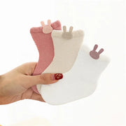 3Pairs Cotton Solid Casual Toddler Socks