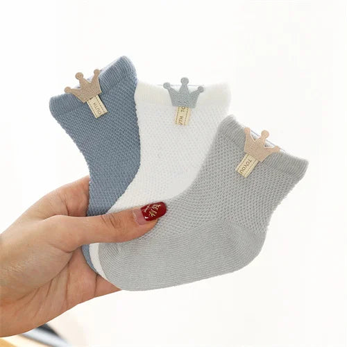 3Pairs Cotton Solid Casual Toddler Socks