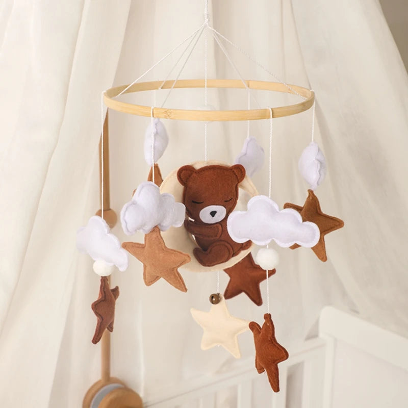 Baby Crib Wooden Bed Bell Rattle Toy