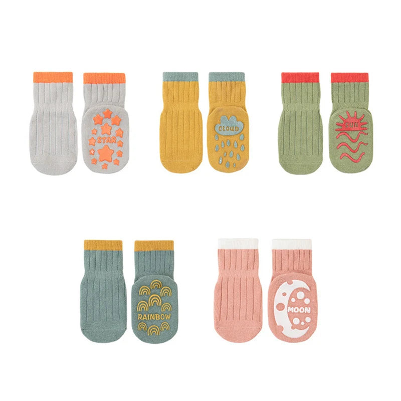 5pairs Casual Cute Knit Floor Socks