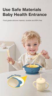Baby Silicone Tableware Sucker Bowl Set
