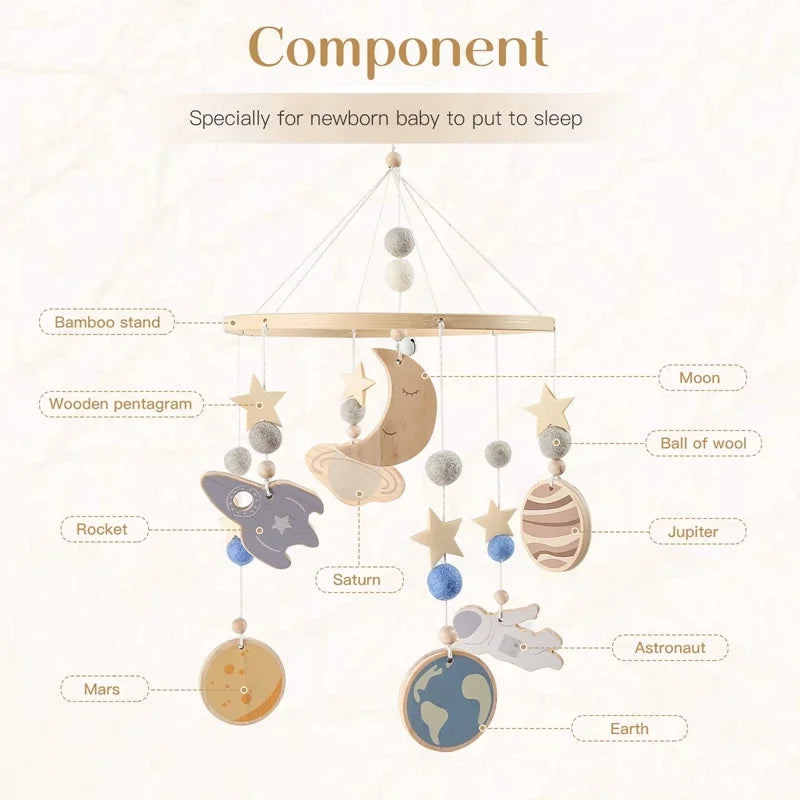 Wood Bed Bell Musical Rattles Toys