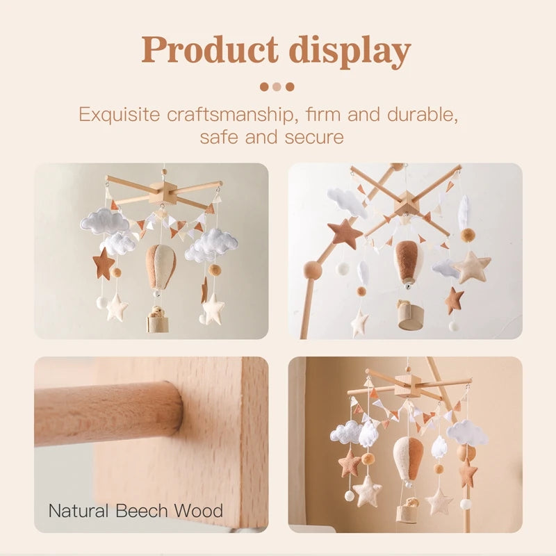 Baby Crib Wooden Bed Bell Rattle Toy