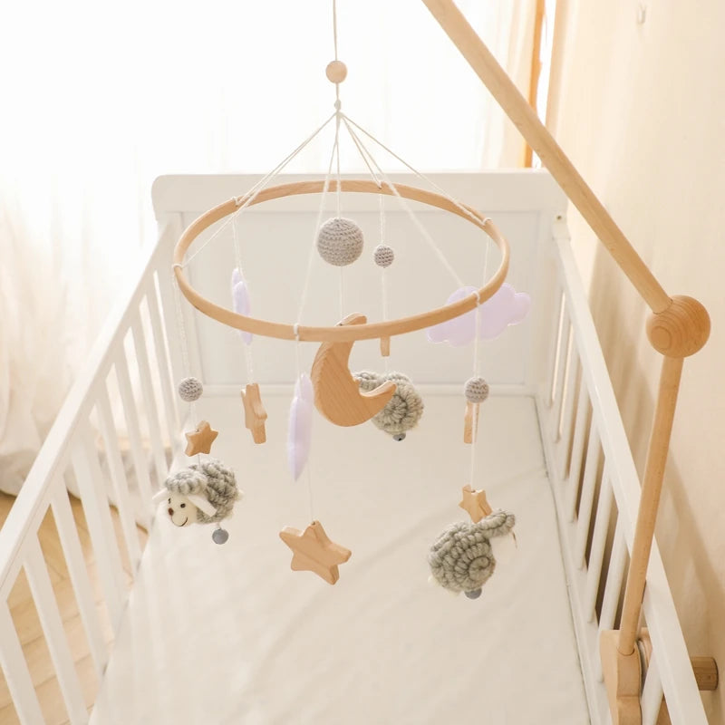 Baby Crib Wooden Bed Bell Rattle Toy