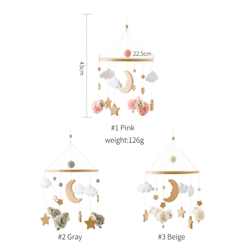 Baby Crib Wooden Bed Bell Rattle Toy