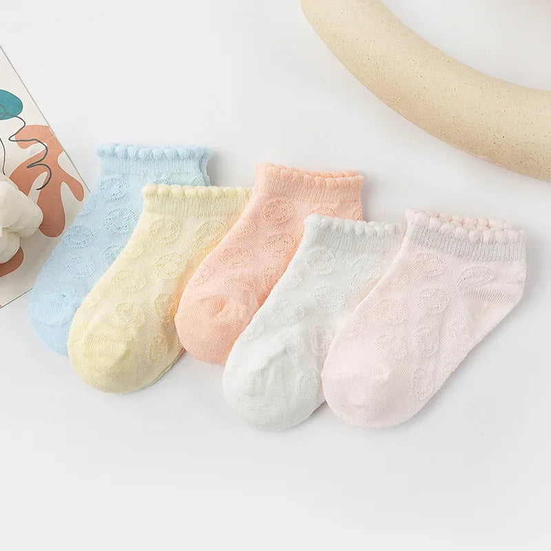 5 Pairs Tube Mesh Lace  Socks