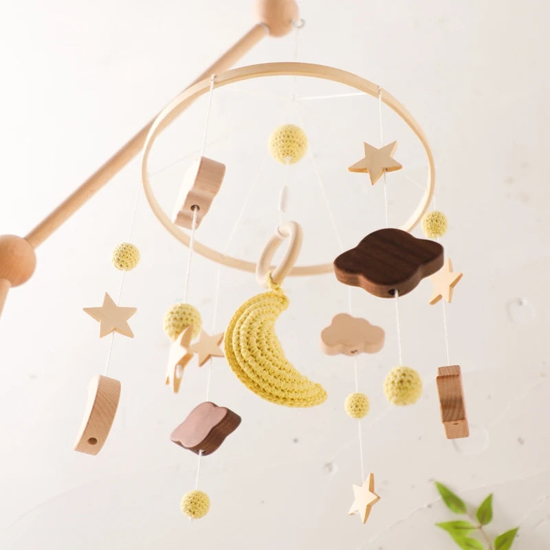 Baby Rattle Wooden Mobile Musical Bed Bell
