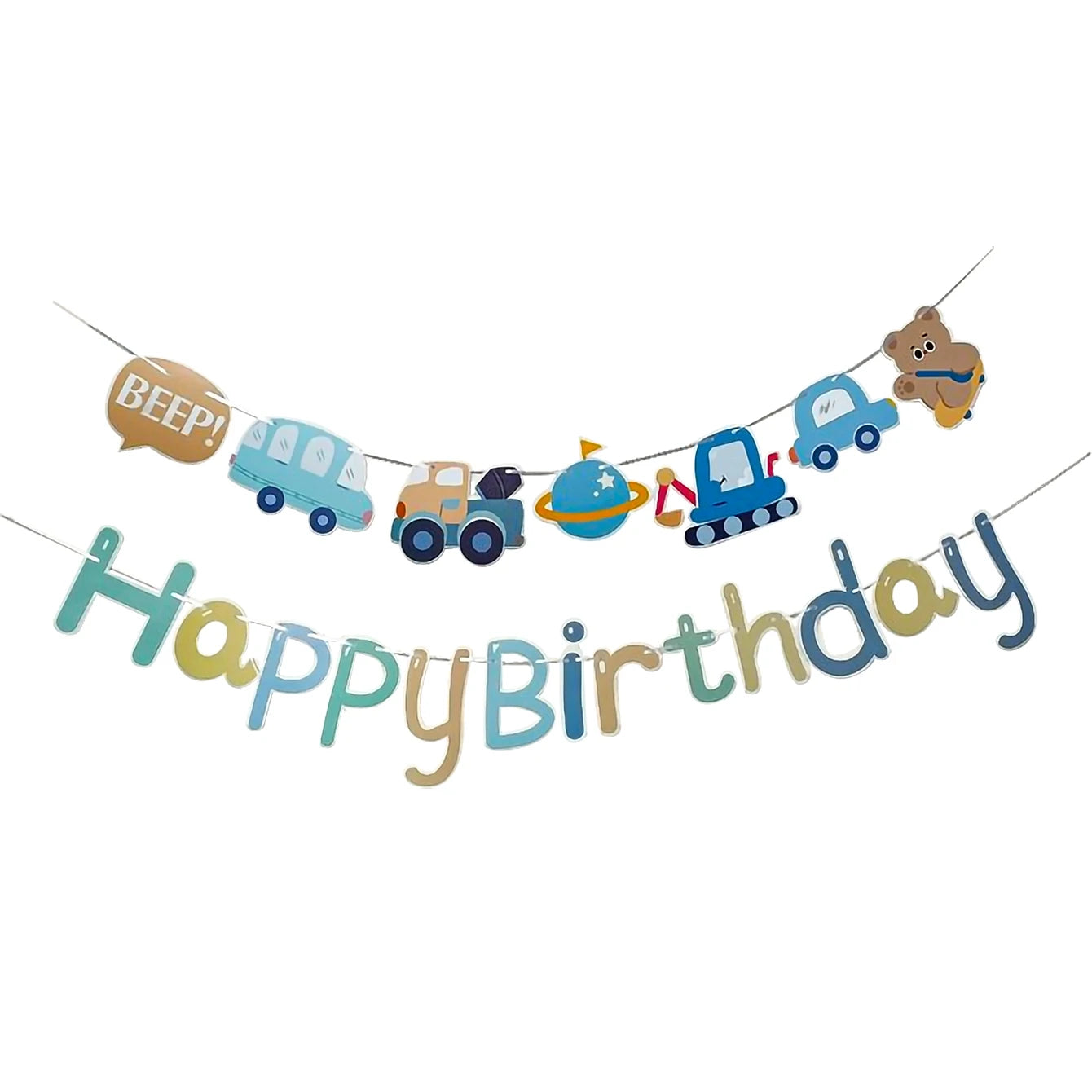Blue Car Happy Birthday Banner