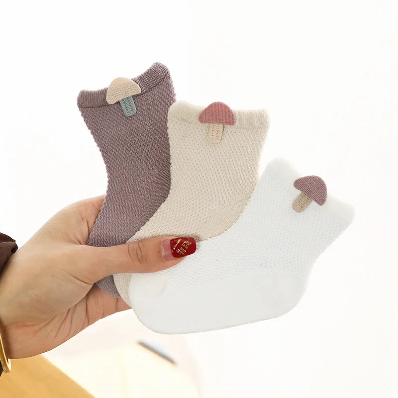 3Pairs Cotton Solid Casual Toddler Socks