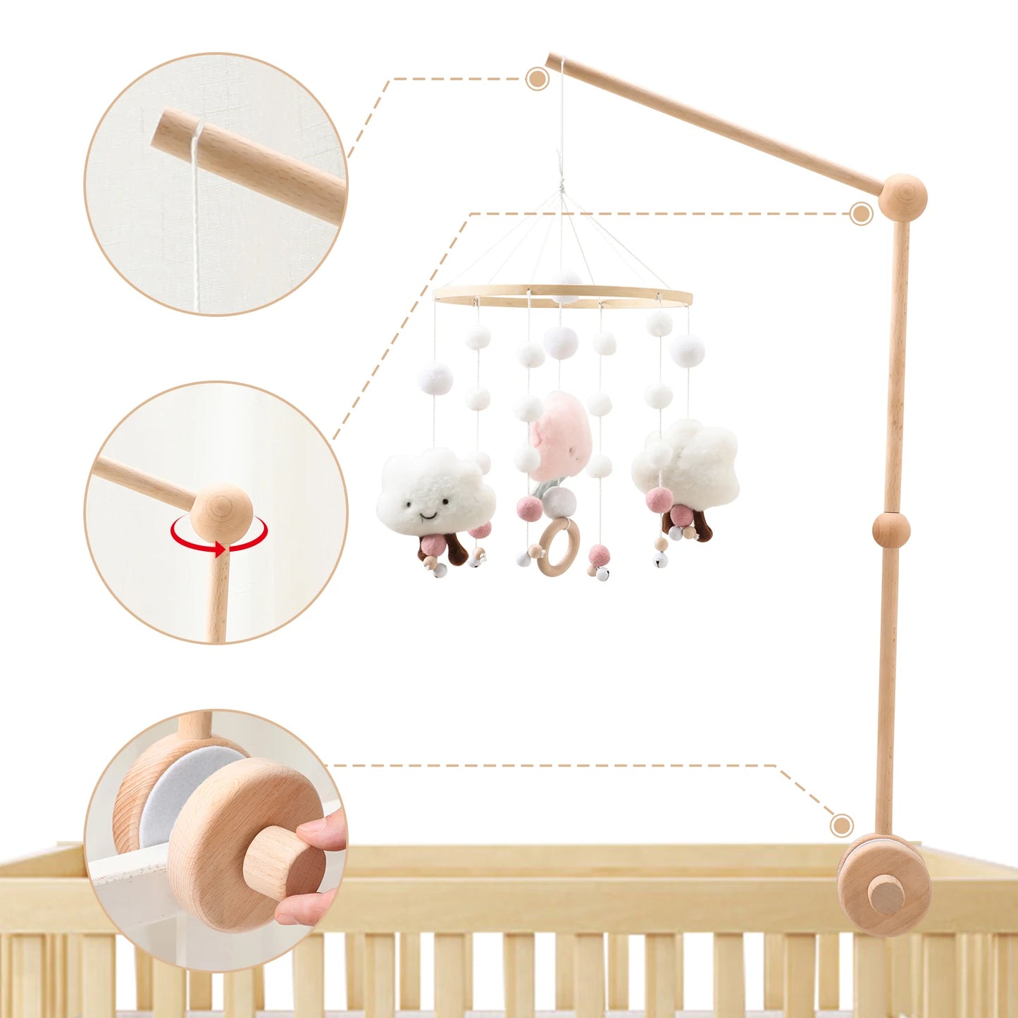 Wooden Mobile Bed Bell Crib Toy