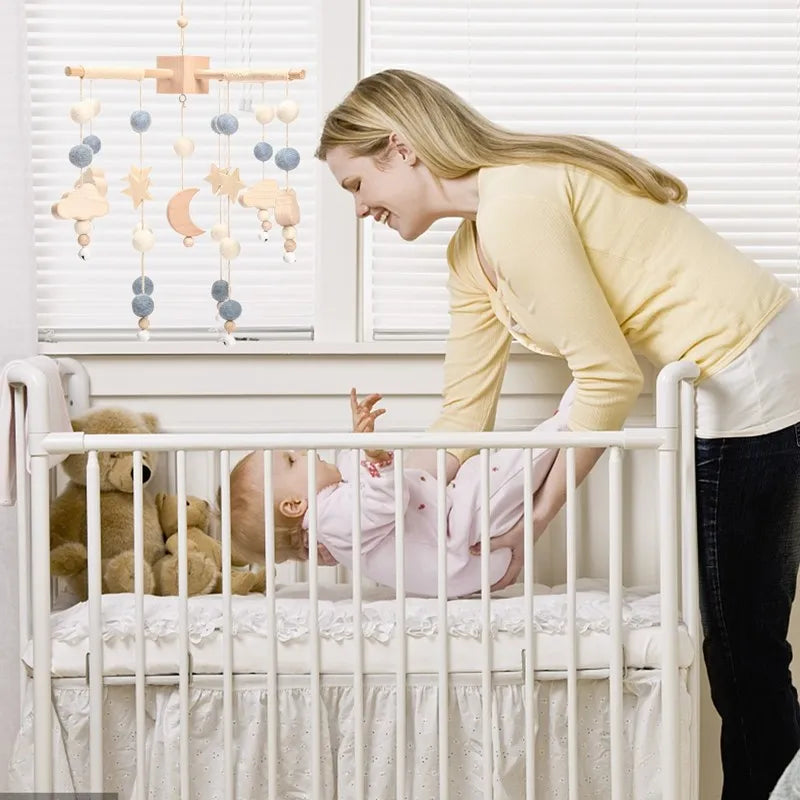 Baby Rattle Wooden Mobile Musical Bed Bell