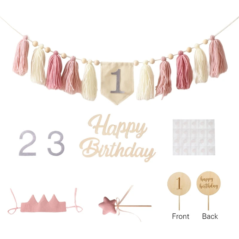 Baby Birthday Party Handmade Banner Tassel