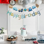 Blue Car Happy Birthday Banner