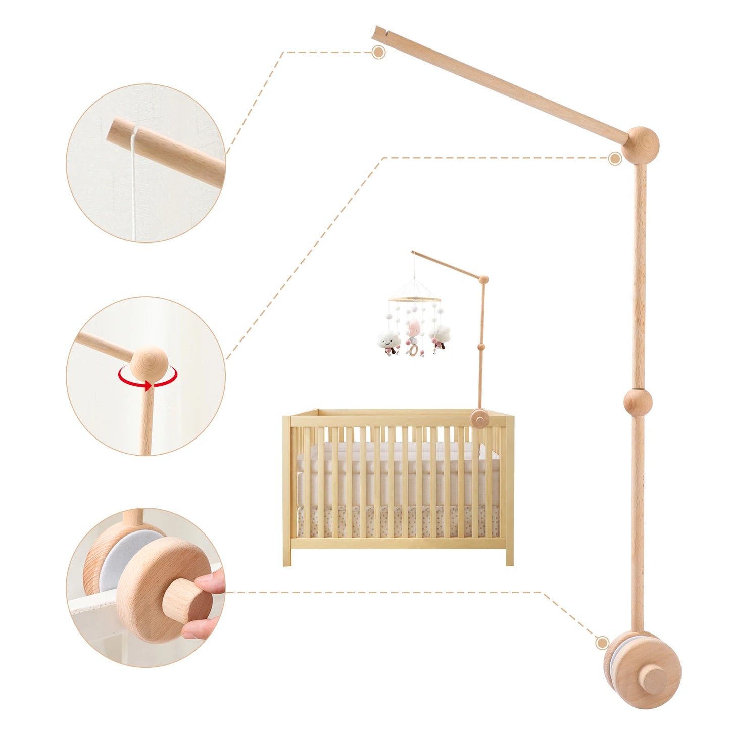 Wooden Mobile Bed Bell Crib Toy