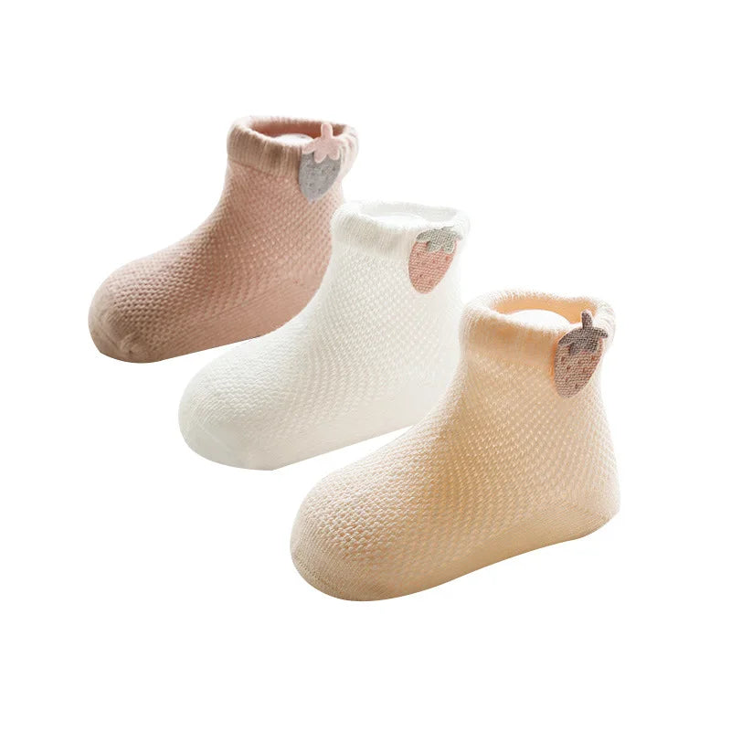 3Pairs Cotton Solid Casual Toddler Socks