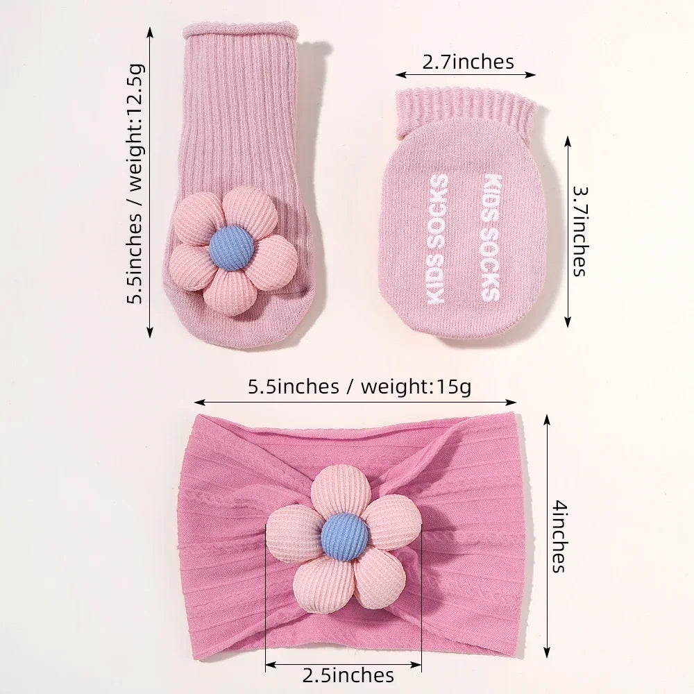 Flower Baby Headband Socks Set