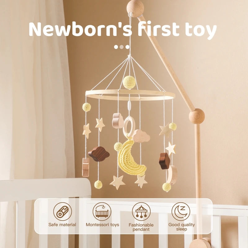 Baby Rattle Wooden Mobile Musical Bed Bell