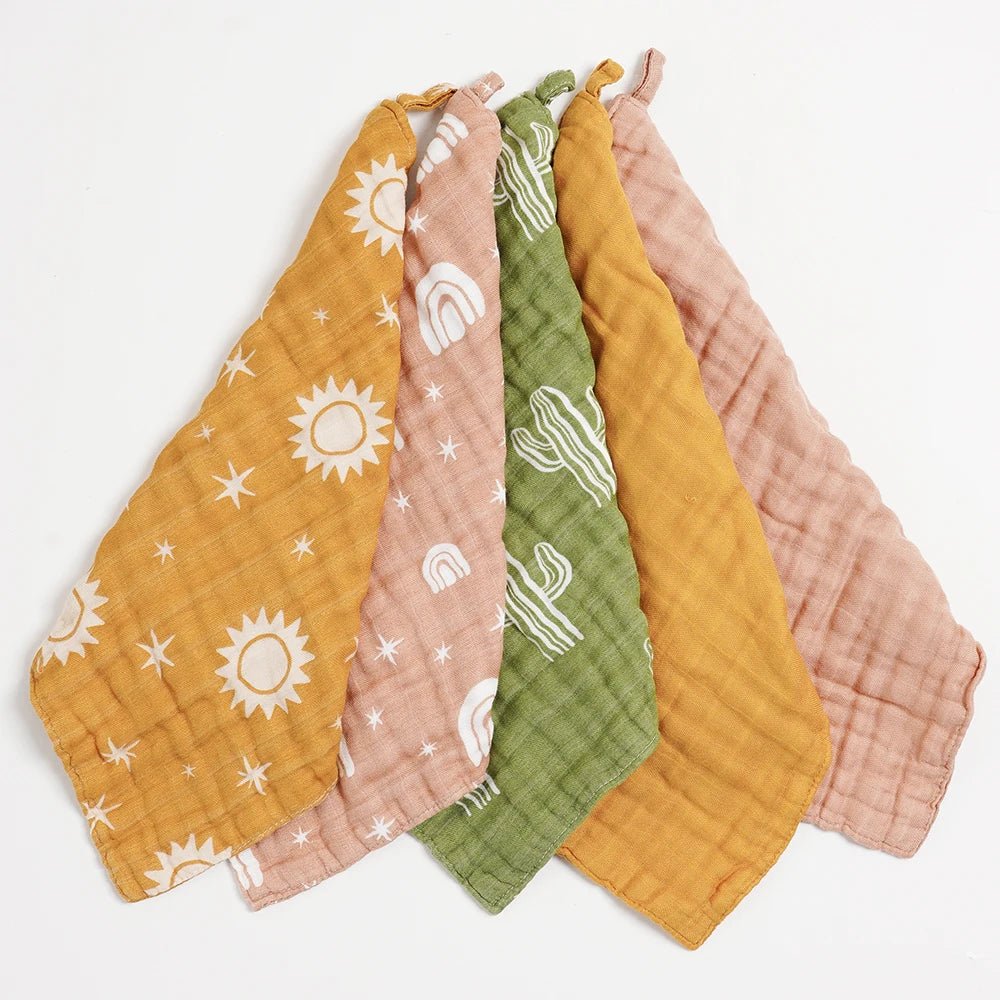 5PCS Set Bamboo Cotton Face Towel