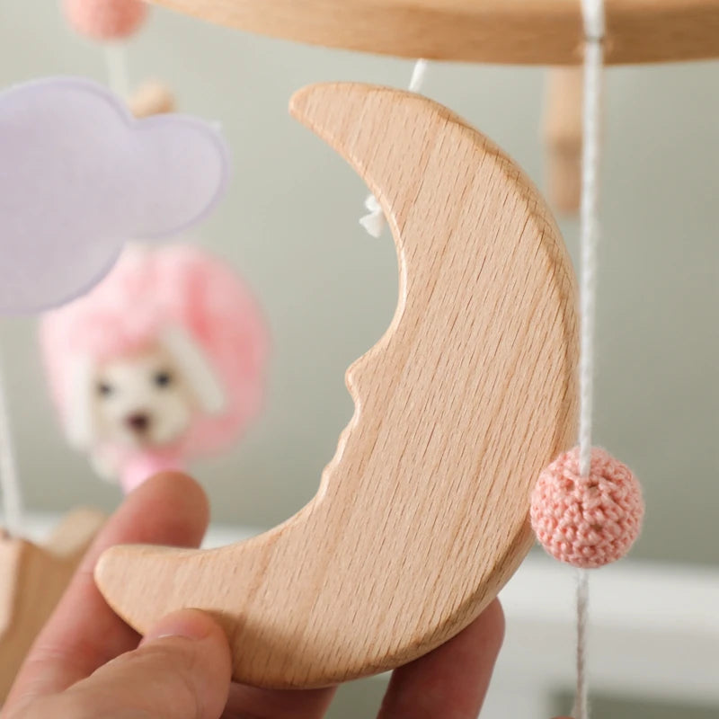 Baby Crib Wooden Bed Bell Rattle Toy