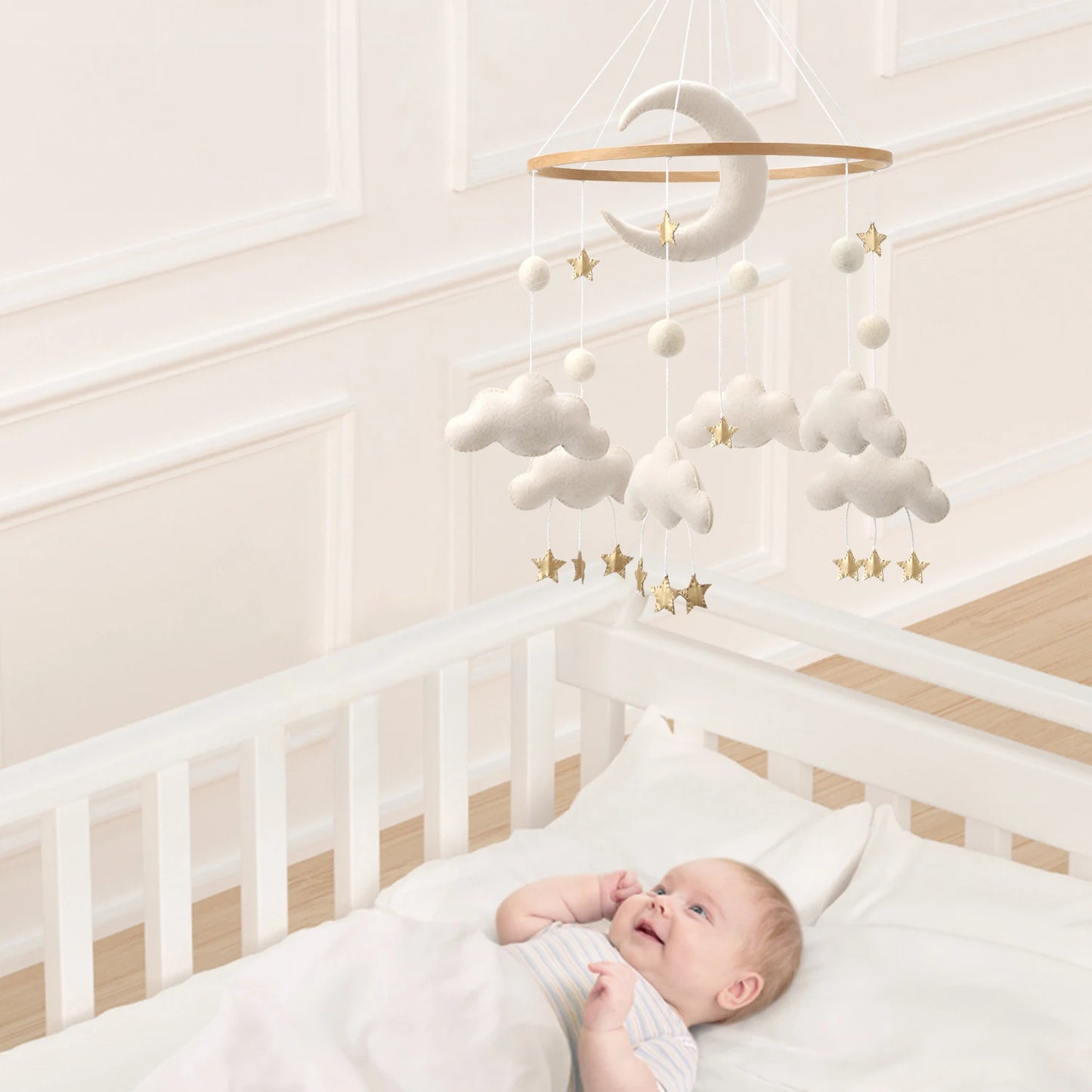 Moon and Clouds Cot Crib Toy