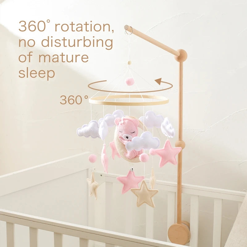 Wooden Bed Bell Baby Rattles Toy