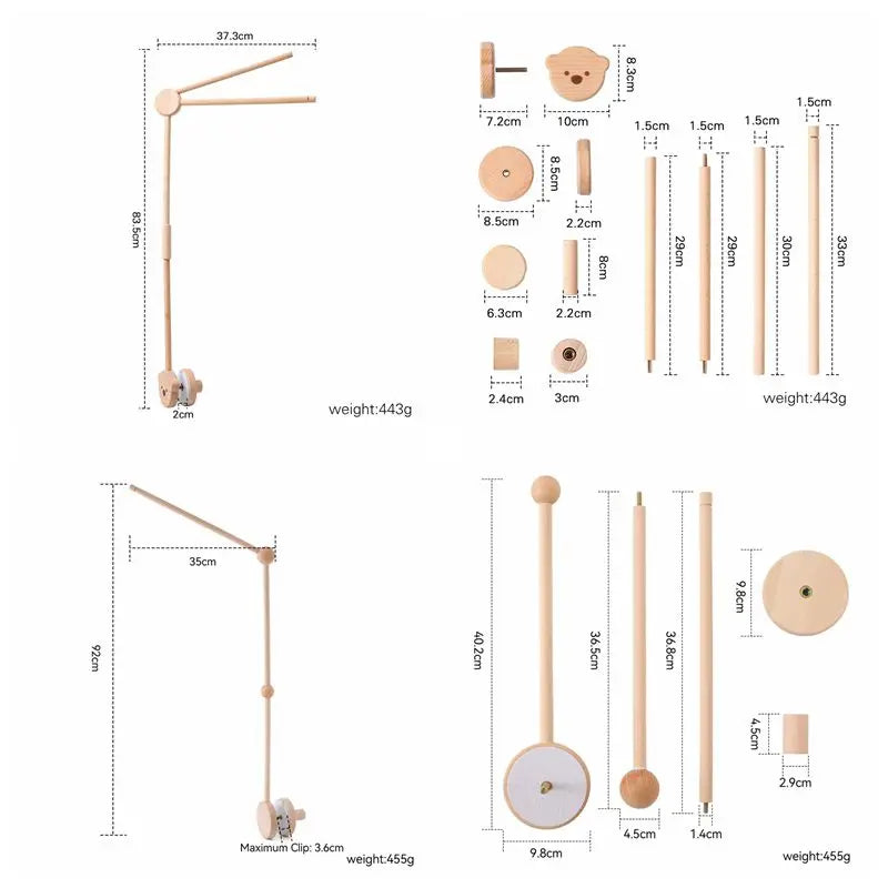 Crib Bell Toys Wooden Bracket