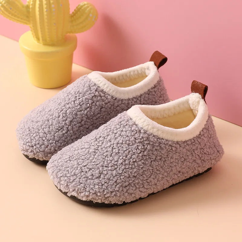 Solid Warm Kids Winter Home Shoes