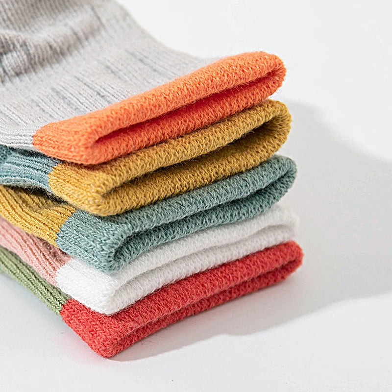 5pairs Casual Cute Knit Floor Socks