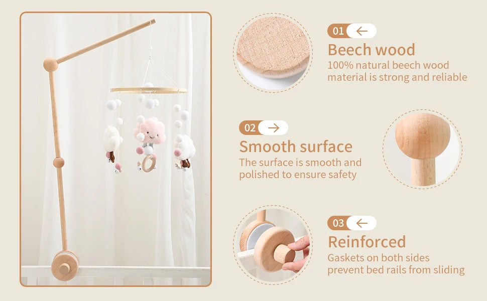 Wood Bed Bell Musical Rattles Toys