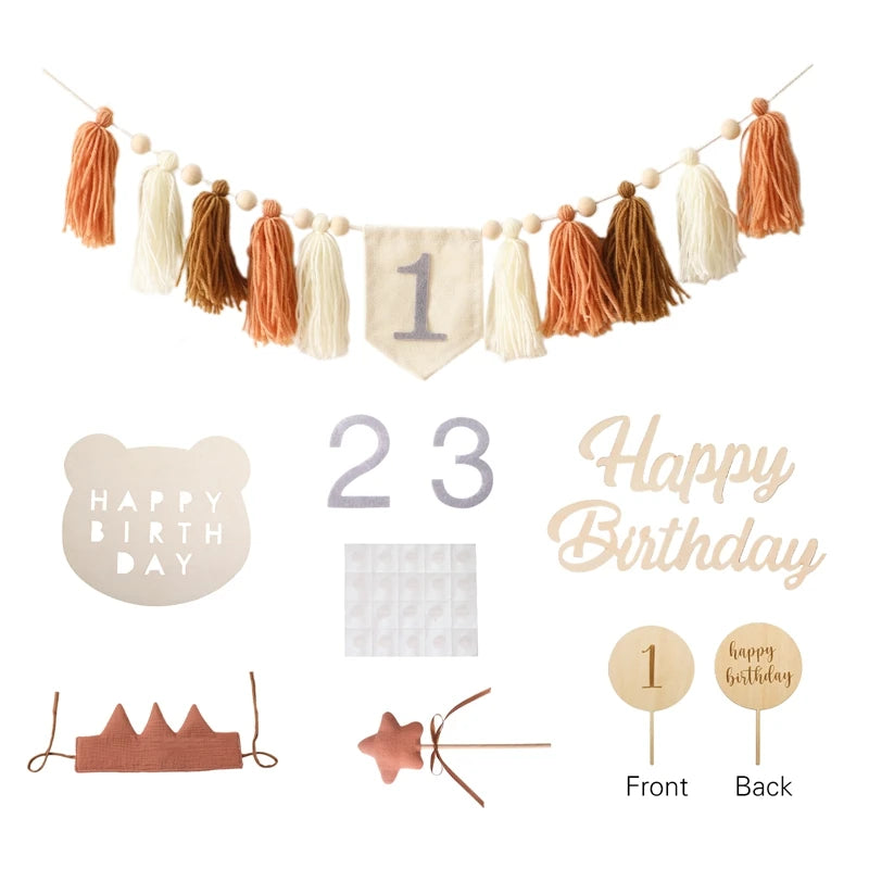 Baby Birthday Party Handmade Banner Tassel